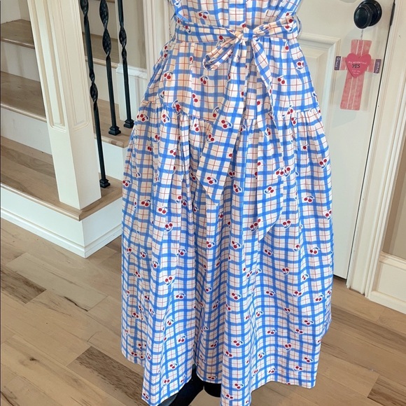 Avara Pinch Sommer Dress Midi Cherry Print Puff Sleeve Cotton New - Picture 3 of 14